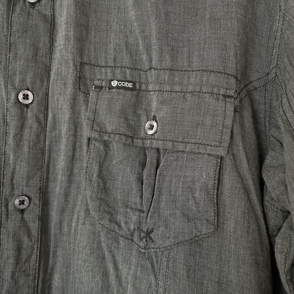 Sovereign Code Shirt Size XL Dark Gray Button Up Long Roll Tab Sleeves Western - Picture 2 of 15